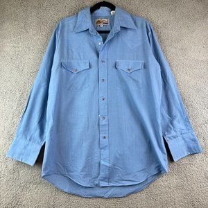 Vintage 80s‎ ATP Pearl Snap Plaid Long Sleeve Western Shirt Mens 16